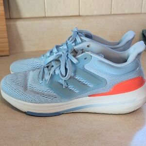 Adidas Sky Blue and Coral Athletic Sneakers